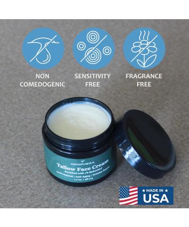 Whipped Beef Tallow Face Cream with 1% Bakuchiol | Natural Anti-Aging Moisturizer for Sensitive Skin | Unscented 1.7 oz - Buy Online on GoSupps.com