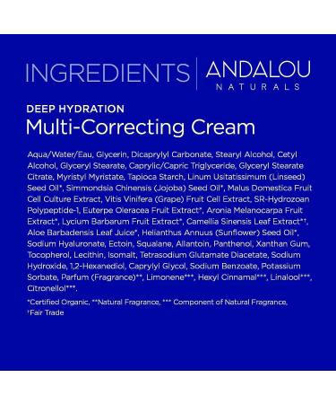 Andalou Naturals Deep Hydration Multi Correcting Cream 1.7 Oz - Hydrating Face Moisturizer - Buy Online on GoSupps.com