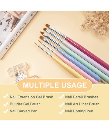 Nail Art Brushes Set - 6PCS Design Pen Painting Tools with Acrylic, Builder Gel, Extension Gel Brush, Liner Brush, and Dotting Pen - Gel Polish Manicure Salon DIY at Home - Buy Online on GoSupps.com
