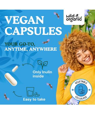 Wild & Organic Inulin Prebiotic Fiber Capsules 1400 mg - Digestive & Gut Support - Chicory Root Inulin Powder Supplement - Vegan No Fillers Non-GMO - 60 Count 60 Count (Pack of 1) - Buy Online on GoSupps.com