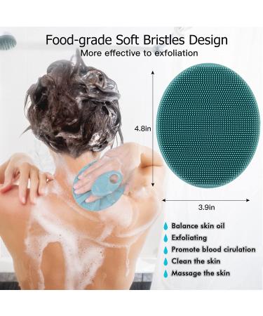 Soft Silicone Body Cleansing Brush Set - 4 Pack (Pink, Dark Green, Dark Blue, Gray) | Gentle Exfoliating & Massage for All Skin Types - Buy Online on GoSupps.com