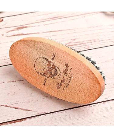 Menesia Small Soft Boar Bristle Beard Brush for Men - Pocket Travel Sized Wooden Mustache Brush (Skull Design) - Buy Online on GoSupps.com