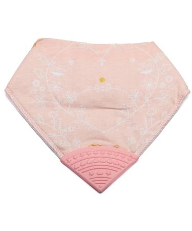 V&D HOME - Baby and Toddler Dribble Bib with Teether | 0-18 month Teething Bibs for Baby and Toddler | 100% BPA & Pthalate Free | Bandana bib with teether Pink Laces