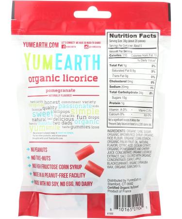 Buy YumEarth Organic Licorice Pomegranate 5 oz - All-Natural Treat - Buy Online on GoSupps.com