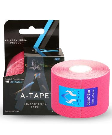 Kinesiology Tape for Physical Therapy Sports Athletes Latex Free Elastic 16ft Water Resistant Kinetic Uncut Kinesiology Tape for Knee Pain Elbow & Shoulder Muscle - Pink
