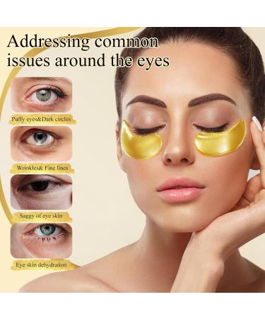 24K Gold Under Eye Patches - Gel Eye Mask for Dark Circles Puffy Eyes Bags & Wrinkles | Hyaluronic Acid & Collagen | Eye Treatment for Men & Women - Buy Online on GoSupps.com