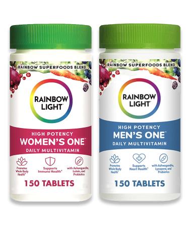 Rainbow Light Once Daily Multi-Vitamin Bundle Pack - Men's One and Women's One 150 Count (Pack of 2) Unflavored 150 Count (Pack of 2) - Buy Online on GoSupps.com