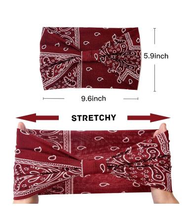 Wide Bandana Headbands for Women - Large Turban Head Wraps Floral Elastic Yoga Hair Bands - 6 pcs Set - Buy Online on GoSupps.com