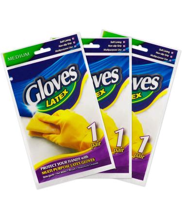 SteadMax Yellow Cleaning Dish Gloves Set - 3 Pairs Large Kitchen Latex Gloves - Buy Online on GoSupps.com