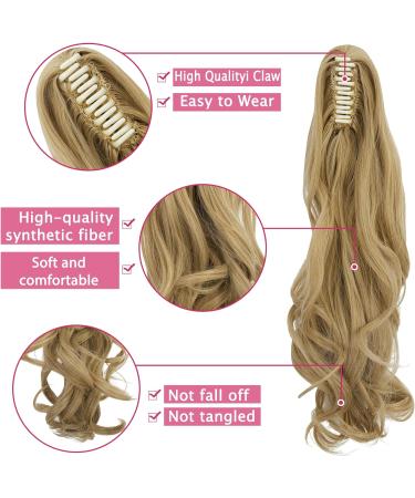 Claw Jaw Ponytail Extension 18 Curly Light Ash Blonde & Bleach Blonde - Clip-in Hair Piece - Buy Online on GoSupps.com