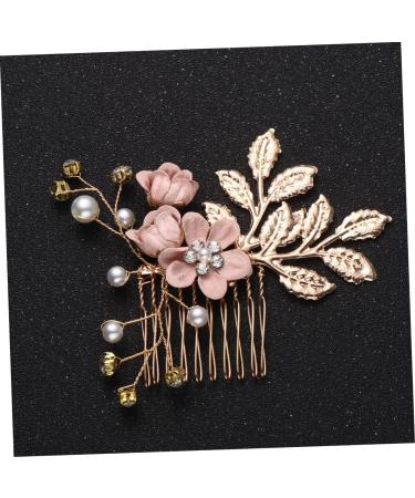 SKISUNO Rhinestone Hair Comb Hair Side Comb Bridal Headpiece Crystal Headpiece Gold Hair Comb Clip Crystal Hair Comb Wedding Hair Comb Jeweled Hair Combs Bride Pink Veil Korean Version - Buy Online on GoSupps.com