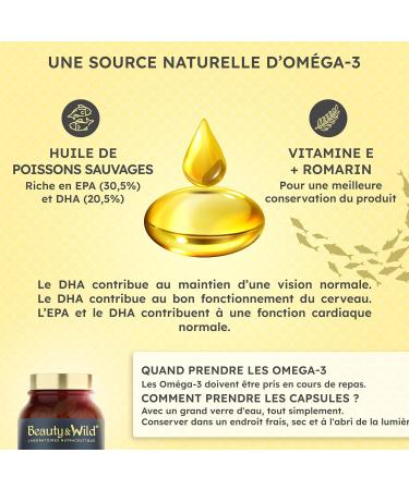 Omega Capsules 3-2000mg Wild Fish Oil Rich in EPA/DHA Amino Acid Heart Health Cholesterol Brain Ideal Bodybuilding Fitness 120 Omega 3 Capsules - Beauty&Wild - Buy Online on GoSupps.com