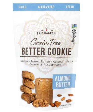 Erin Baker's Grain Free Better Cookie, Paleo, Gluten Free, Vegan, Non-GMO, Almond Butter, 5 Ounce Bag Almond Butter 5 Ounce (Pack of 1)