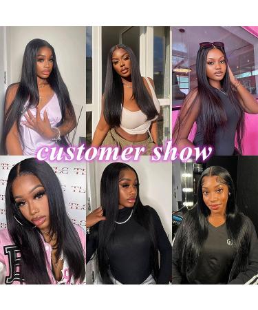 22inch Straight 13x6 Lace Front Wig Human Hair 180% Density Pre Plucked Transparent Lace Frontal Wig for Black Women - Brazilian Virgin Hair, Bleached Knots - Buy Online on GoSupps.com