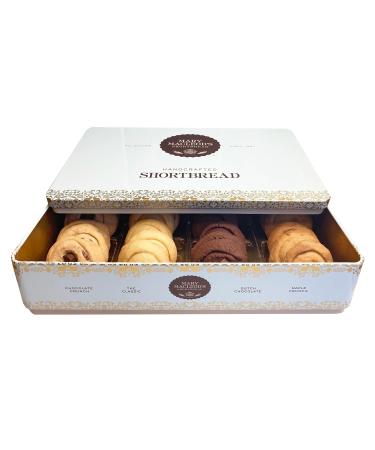 Blue Stackable Shortbread Tin of Mary Macleod's Shortbread Handcrafted Premium All-Butter Assorted Shortbread Cookies | 1 Layer | 24 Assorted Shortbread Cookies 480g | Assorted - Classic Chocolate Crunch Dutch Chocolate and Maple Crunch