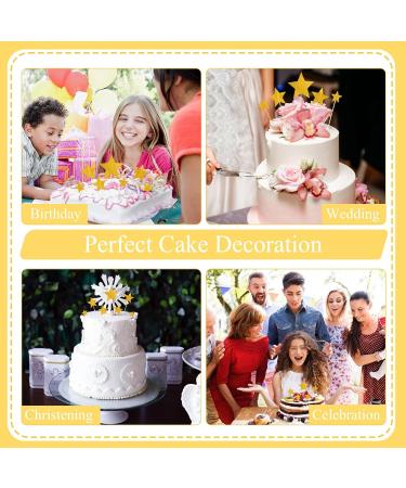 56Pcs Cake Topper Star Glitter Cupcake Toppers Gold Cake Decorations for Boys Girls Birthday Wedding Engagement Baby Shower Anniversary Party Decoration Mixed Size - Buy Online on GoSupps.com