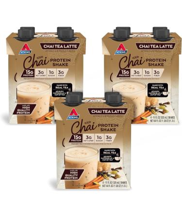 Atkins Vanilla Cream & Chai Tea Latte Protein Shake Bundle 23g & 15g Protein Low Glycemic 3g Net Carb Keto Friendly - Buy Online on GoSupps.com