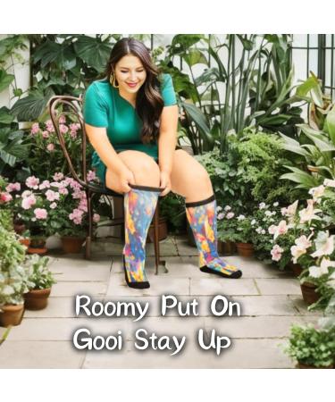 Gooi Extra Wide Diabetic Socks for Women | Colorful Slouchy Plus Size 13-15 | Thermal Leg Warmers for Swollen Feet & Edema - Big & Tall Comfort - Buy Online on GoSupps.com