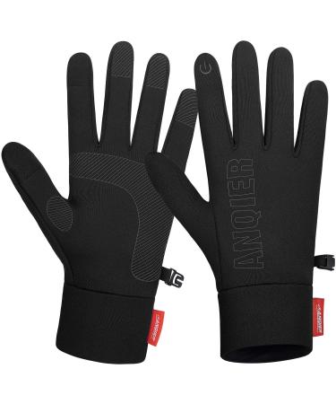 LANYI Winter Running Gloves Lightweight Touchscreen Anti-Slip Windproof Liner Gloves Cycling Work Thin Gloves Mens Women Stblack-04 Small
