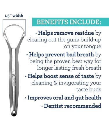 GuruNanda Stainless Steel Tongue Scraper - 2 Pack for Bad Breath & Oral Care - Buy Online on GoSupps.com