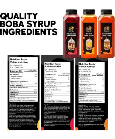 Syrup for Bubble Tea | 12 Ounces (354 ML) | Brown Sugar Boba Flavored Syrup for Tapioca Pearls and Desserts (Tropical 3-Pack) - Buy Online on GoSupps.com