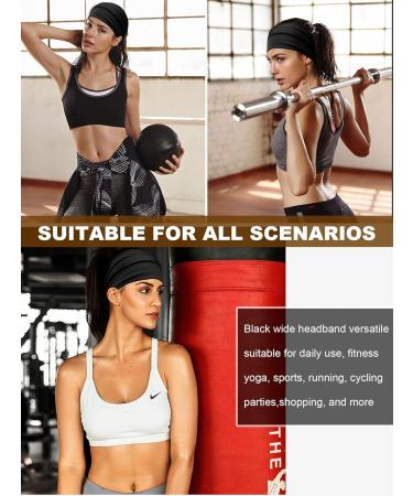 Buy PROPOG Boho Hairband Set for Women | 6 Pcs Wide Elastic Yoga Headbands - Black Hair Accessories for International Shipping - Buy Online on GoSupps.com