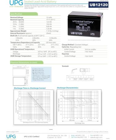 Buy UPG Universal Power UB12120 12V 12AMP Battery | International Shipping Available - Buy Online on GoSupps.com