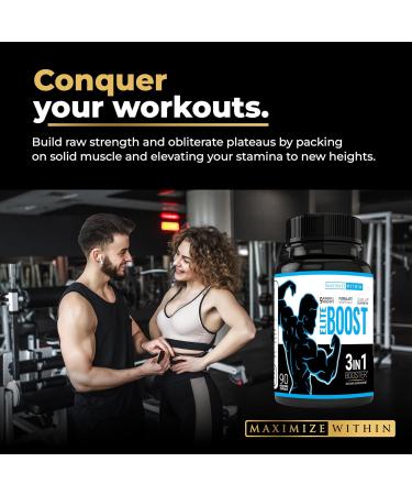 Maximize Within Elite Boost 3in1 - Natural Testosterone & Libido Booster | Energy Muscle Mass & Stamina | Veggie Capsules - Buy Online on GoSupps.com