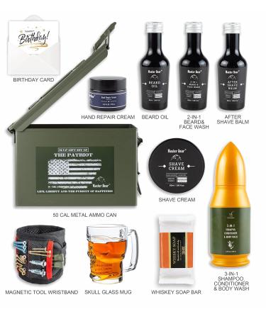 Master Bear Birthday Gifts for Men | 50 Cal Metal Ammo Cans Shaving Set & Grooming Collection with Happy Birthday Card - Buy Online on GoSupps.com