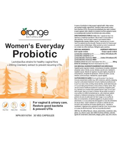 Orange Naturals - Women's Everyday Probiotic 30 Caps - Probiotic Supplement with Lactobacillus Acidophilus and Rhamnosus for Gut PH and Vaginal Balance - Probiotics for Women 30 count (Pack of 1) - Buy Online on GoSupps.com