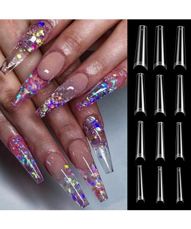 240 Pieces Extra Long Artificial Nails - Full Cover Press On Ballerina Nail Tips - Transparent False Nail Tips for Stunning Manicures - Buy Online on GoSupps.com