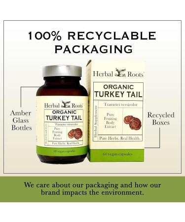 Herbal Roots Organic Turkey Tail Mushroom Supplement - Fruiting Bodies Extract - Immune Support - 60 Vegan Non GMO Capsules - Buy Online on GoSupps.com
