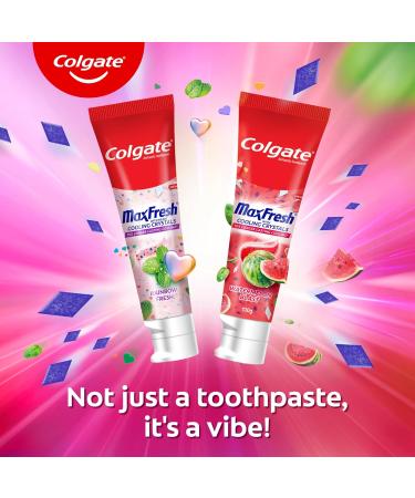 Colgate MaxFresh Watermelon Blast Gel Toothpaste with Cooling Crystals Watermelon Flavour and Ultrafreeze Technology for Intense Freshness Vegan Gluten-Free 100g/3.5oz - Buy Online on GoSupps.com