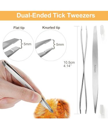Pafason Stainless Steel Premium Dual Tipped Tick Removal Tweezer Set - Remover for Dogs Cats and Humans with Storage Case - Buy Online on GoSupps.com