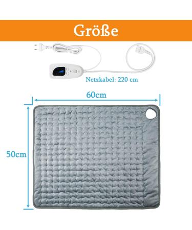 Heating Cushion 50x60cm - Soft Flannel Heat Pad with Auto Shutdown for Back Neck Shoulder & Belly - Dark Gray - Buy Online on GoSupps.com