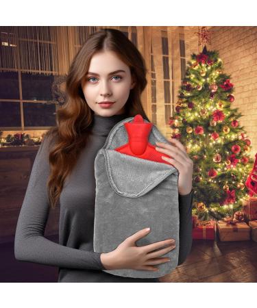 Rubber Hot Water Bottle with Cover - 3L Pain Relief Bag for Menstrual Cramps & Hot/Cold Compress (Grey - Buy Online on GoSupps.com