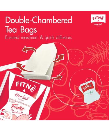 FITNE Strawberry Herbal Detox Tea Fruity Myrobalan Rhubard Senna Infusion Cleansing High Antioxidant No Calories Stevia Sweetener 12 Tea Bags 12 Tea Bags / Box - Buy Online on GoSupps.com