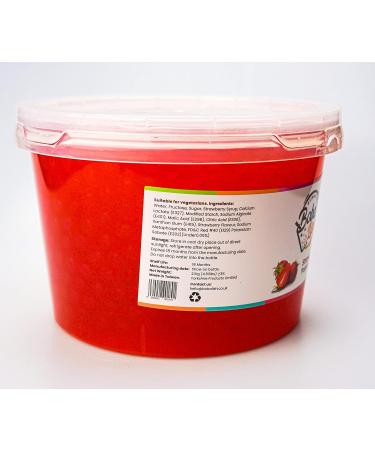 Boba Lish Popping Boba Pearls for Bubble Tea - 2.1kg | Strawberry | Bursting Pearls Bubble | Real Fruit Juice For Dessert Smoothie | 100% Vegan & Glutenfree No Artificial Colours - Buy Online on GoSupps.com