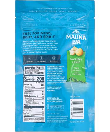 Mauna Loa Maui Onion & Garlic Macadamias Gluten-Free Keto Friendly 4 oz. (Bag of 2) Bundle With a Snack Scout Lunch Bag - Buy Online on GoSupps.com