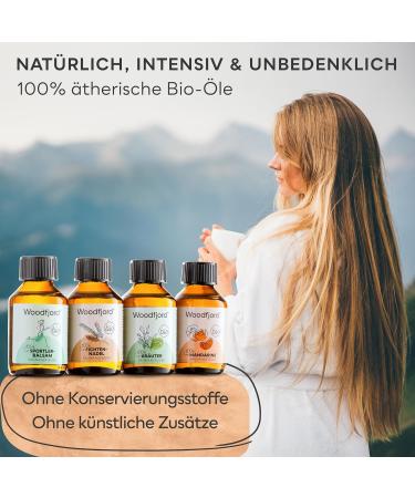 Premium Woodfjord Sauna Infusion Set - 4 Organic Fragrances & Oils for Authentic Sauna Experience - 100ml Bio Aktiv Sauna Air Test Set - Buy Online on GoSupps.com