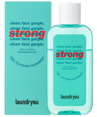 Clean Face Gargle Gel-to-Foam Cleanser Strong - Gentle Pore Refining Cleanser Non-Comedogenic Sensitive Skin Tested Cooling Effect & Improves Pores 5.4 fl.oz.