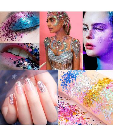 Fluorescent Sequin Glow Nail Powder - 12 Colors Glitter for Face Body & Eyes | DIY Party & Halloween Decorations - Buy Online on GoSupps.com