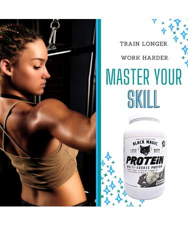 Black Magic Multi-Source Protein - Whey  Egg  and Casein Complex with Enzymes & MCT Powder - Pre Workout and Post Workout - Cookies and Cream Protein Powder - 24g Protein - 2 LB with Bonus Key Chain - Buy Online on GoSupps.com