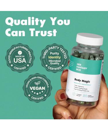 Her Fantasy Box | Body Magic | Chlorophyll Capsules - 30 Vegan Capsules for Detox, Digestion, Gut Health, Skin Support, and Oily Skin - Natural Energy Booster 100 mg 30 Count (Pack of 1) - Buy Online on GoSupps.com