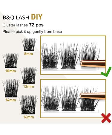 12mm D Curl B&Q Cluster Lashes - 72 Natural Eyelash Clusters for DIY Extensions (B21 D-12mm) - Buy Online on GoSupps.com