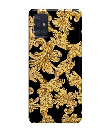 Soft TPU Case for Samsung A51 057 Leather Black Elegant Liberty Leaves Gold Luxury