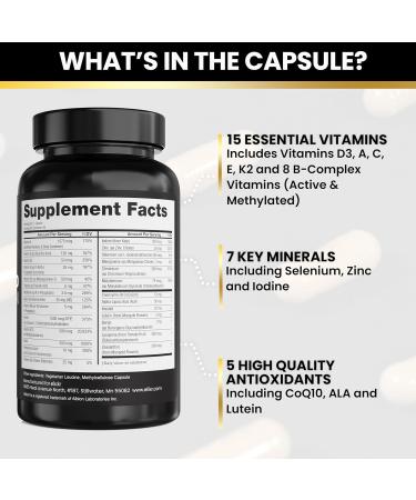 Eliixr Methylated Multivitamin 27-in-1 Formula with 1500 mcg Active Folate Methylated B12 K2 D3 B-Complex and more Women and Mens Multivitamins 60 Vegan Capsules 2 month supply Made in the USA 60 Count (Pack of 1) - Buy Online on GoSupps.com