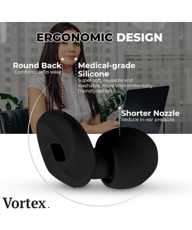 Vortex. Ear Plugs for Sleep Reusable Silicone Hearing Protection Noise Reduction for Sleeping 8 Ear Tips in XS/S/M/L 33db Noise Cancelling for Snoring Flights Concerts and Noise Sensitivity Black - Buy Online on GoSupps.com