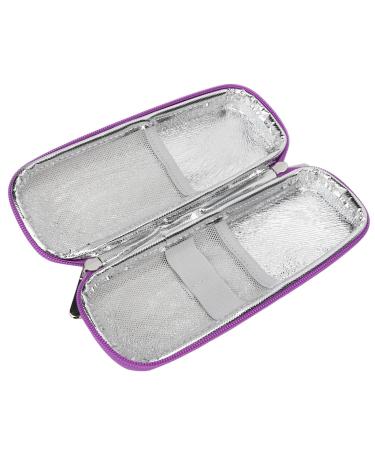 Insulin Cooler Travel Case Waterproof Multi Layers Easy Open Zipper Closure Excellent Protection Insulin Pen Carrying Case for Travel Use(Purple)