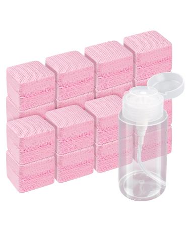 1080 PCS Pink Lint Free Nail Wipes, Eyelash Extension Wipes, Super Absorbent Soft Non-Woven with a Pump Dispenser Bottle Disposable Nail Polish Remover for Polish Clean Acrylic Nails Remover